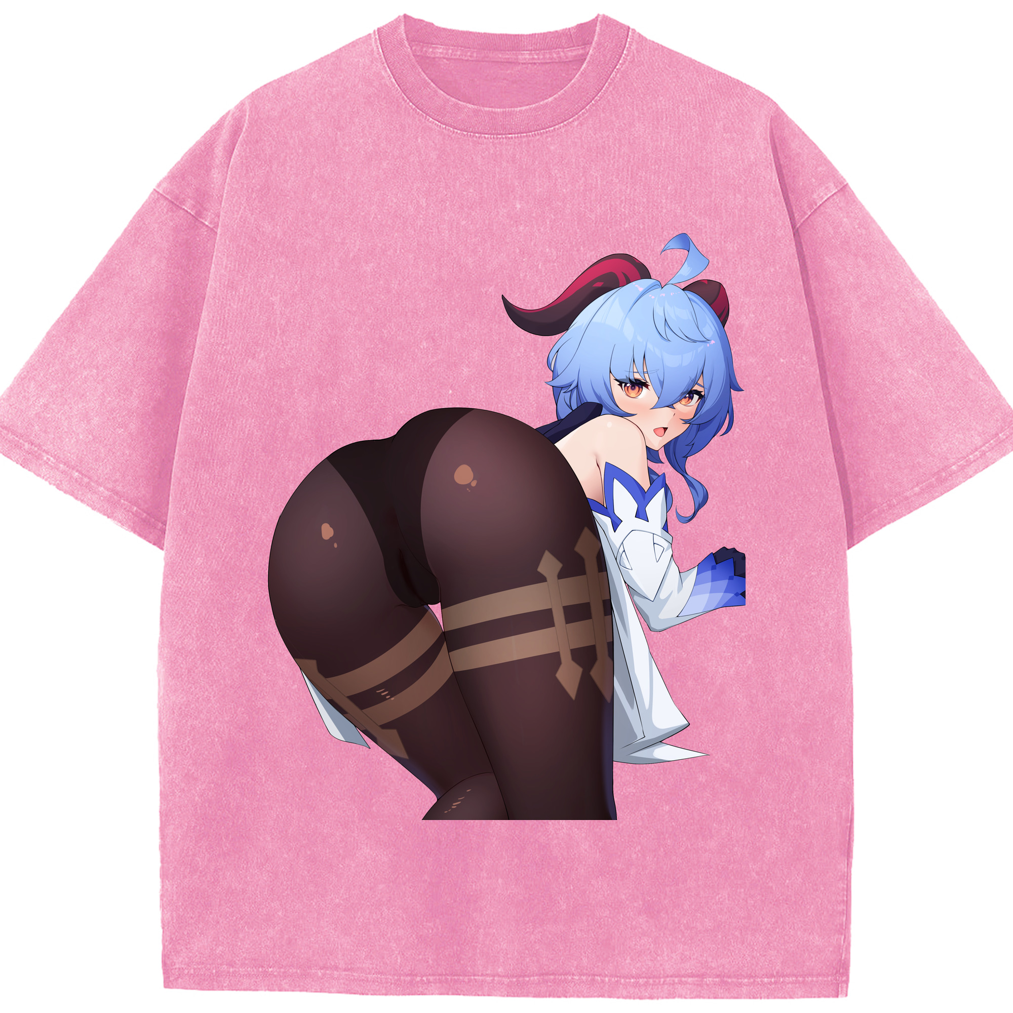げんし神 甘雨 かんう genshin Ganyu 綿100% ヴィンテージ風 半袖Tシャツ（フロントプリント）